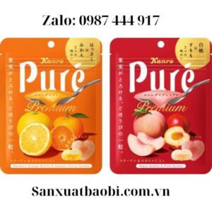 In hình ảnh quản cam lên túi hình bên trái và quả đào tiên lên túi hình bên phải